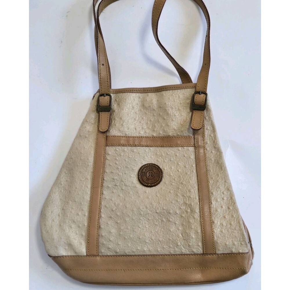 Roberto Roma Purse Womens Bag Brown Ostrich Textured Classic